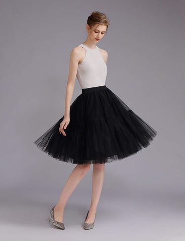 Womens Knee Length Princess Petticoat Underskirt Tulle Tutu Skirt for Prom Party P84