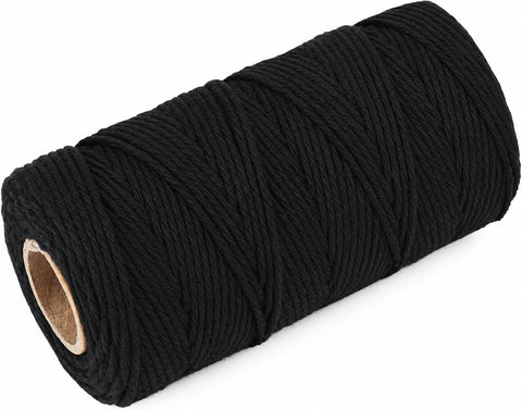 G2PLUS Black String, 2MM 328 Feet Cotton String for Crafts & Bakers
