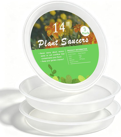 TITE Plant Saucer Heavy Large Planter Durable Thicker Plastic Plant Trays for Indoors and Outdoor,Plant Saucer Drip Trays (Transparent, 14 inch)