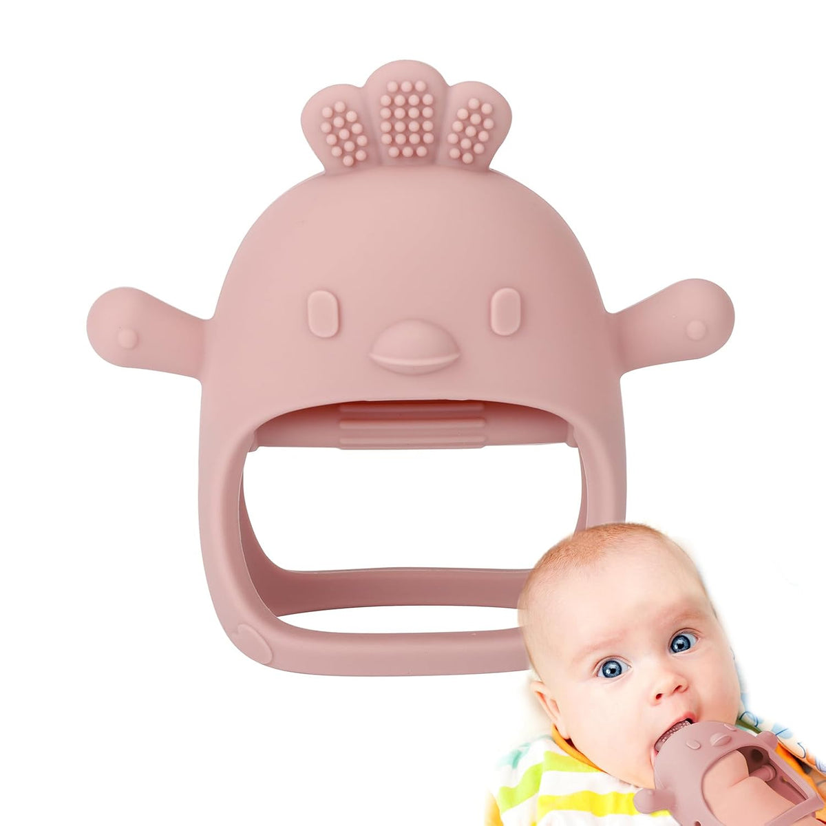 Socub Silicone Baby Teether Toys for Infants 3-6 6-12 Months(Rose Pink)
