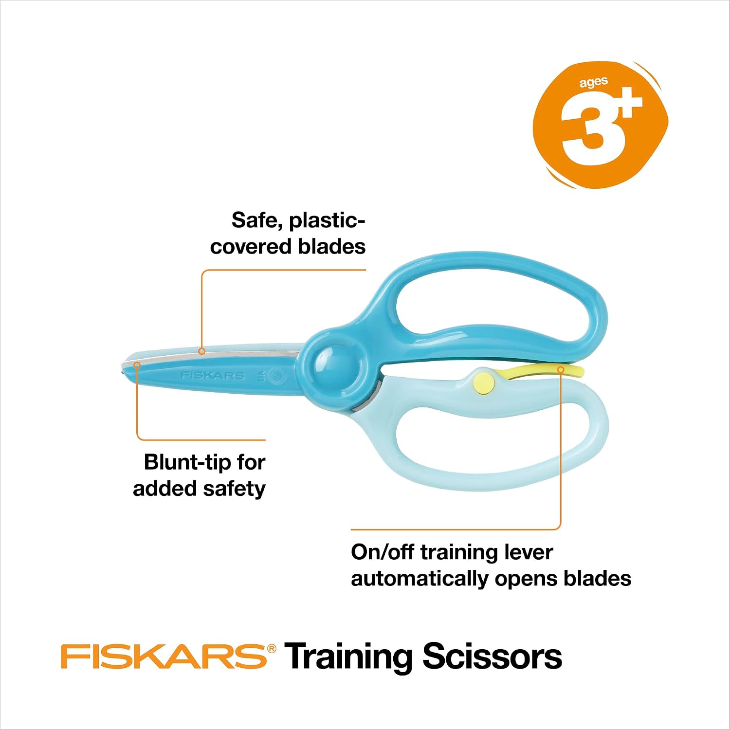 Fiskars Training Kids Scissors for Preschoolers Ages 3+, Turquoise
