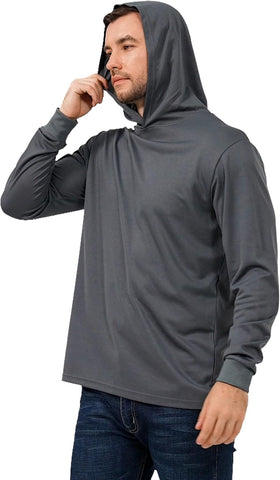 ProtectX 2 Pack Men Hi Vis Lightweight Long Sun Hoodie, Sun Shirt with Hood