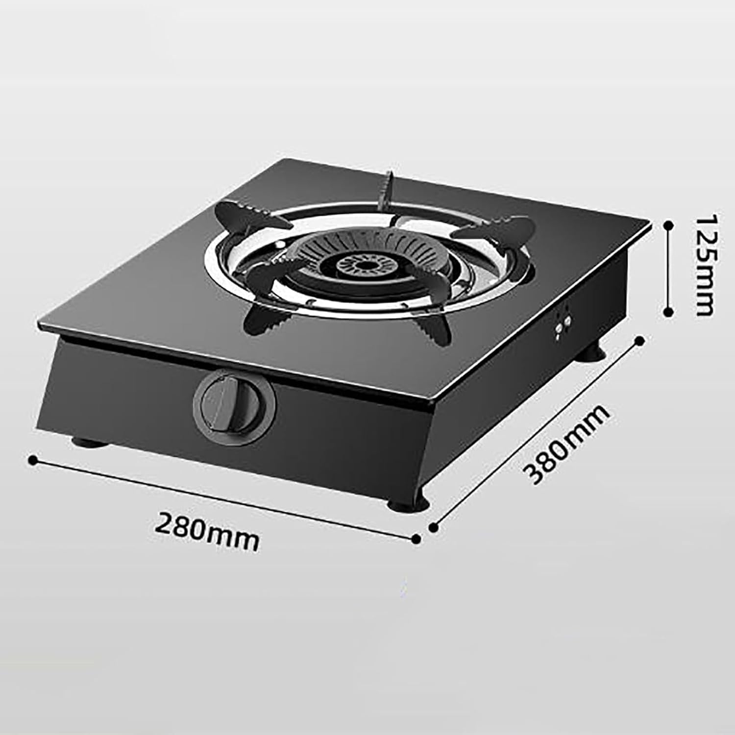 Indoor Portable Gas Stove - Single Burner Gas Hob Table Top, Electronic Ignition Multi-level Adjustment Gas Ranges, Tempered Glass Camping Stove, for Caravan Black Freestanding Cooktop Outdoor(A-3.6KW