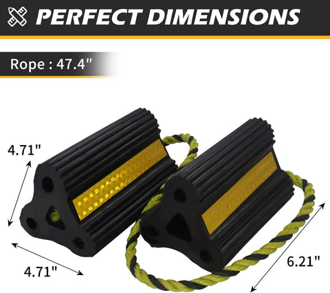 Wheel Chock for RV Trailer Camper Truck Car 1pair 2pack with Rope
