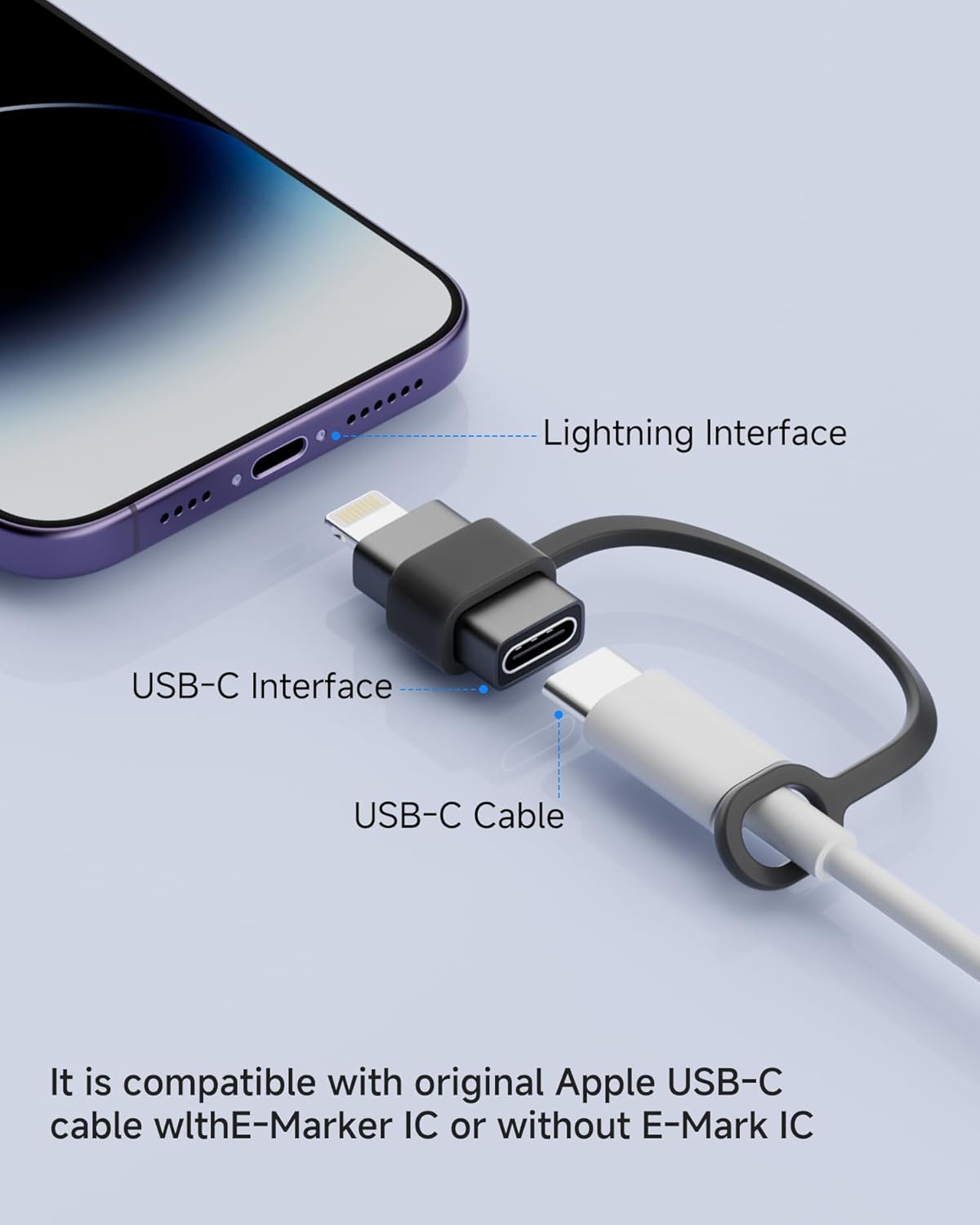 MFi Certified USB C to Lightning Adapter 2-Pack