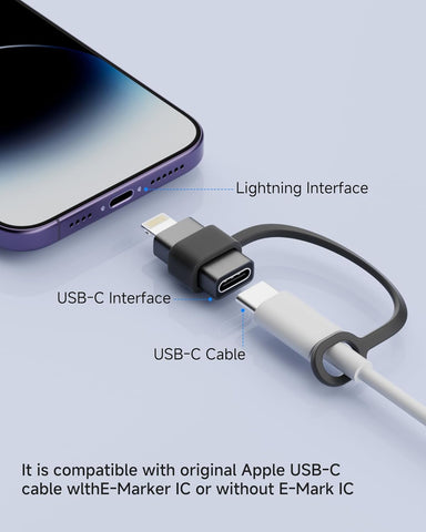 MFi Certified USB C to Lightning Adapter 2-Pack