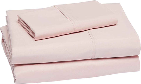 Amazon Basics Lightweight Breathable Wrinkle Resistant Brushed Microfiber 3 Piece Bed Sheet Set with 14-Inch Deep Pockets, Twin, Blush Pink, Solid