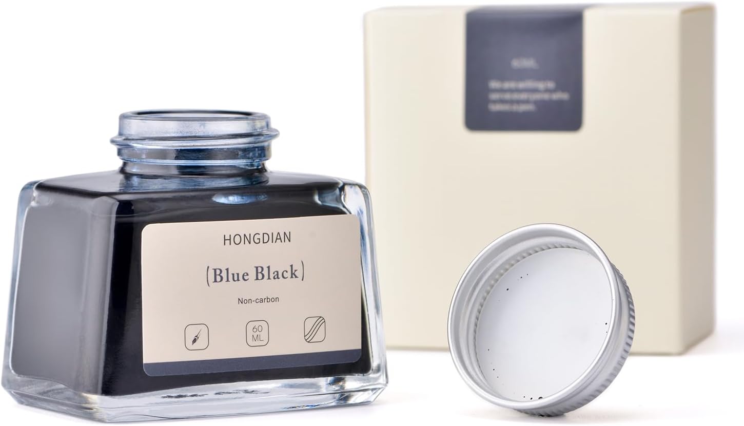 Hongdian Fountain Pen Bottled Ink Blue Black Color, 60ml Non Carbon Inkwell Bottle, Artist Calligraphy Ink