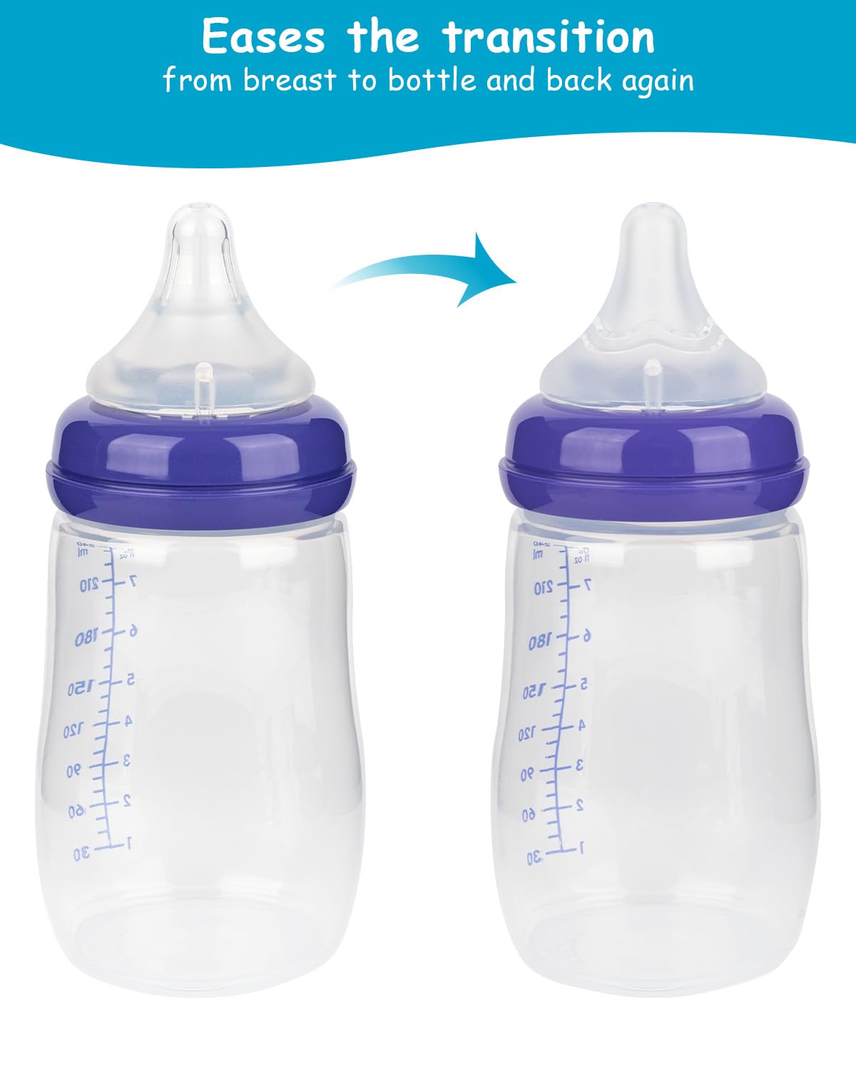 Silicone Nipple for Lansinoh Anti-Colic Baby Bottle, Fast Flow, Size L, 6m+, 6 Count