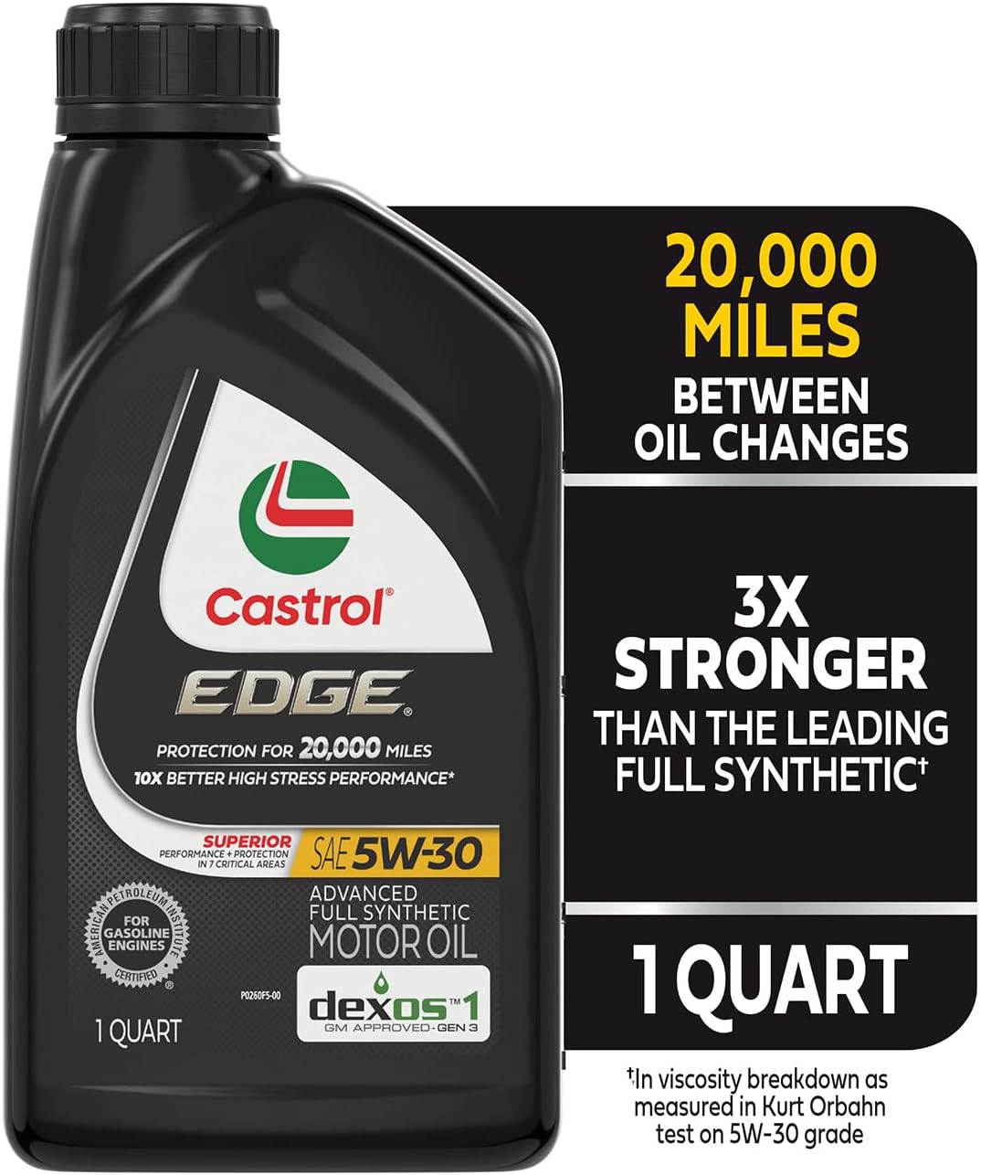 Castrol EDGE 5W-30 Advanced Full Synthetic Motor Oil, 1 Quart, Pack of 6