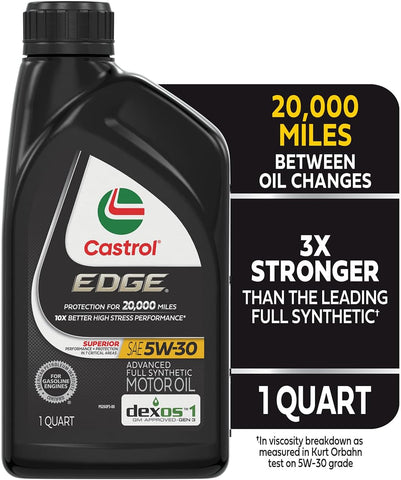 Castrol EDGE 5W-30 Advanced Full Synthetic Motor Oil, 1 Quart, Pack of 6
