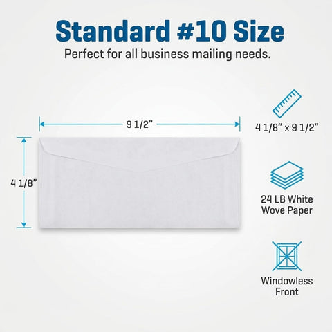 Aimoh #10 Security Mailing Envelopes Letter Size, Self Seal, 100 Count
