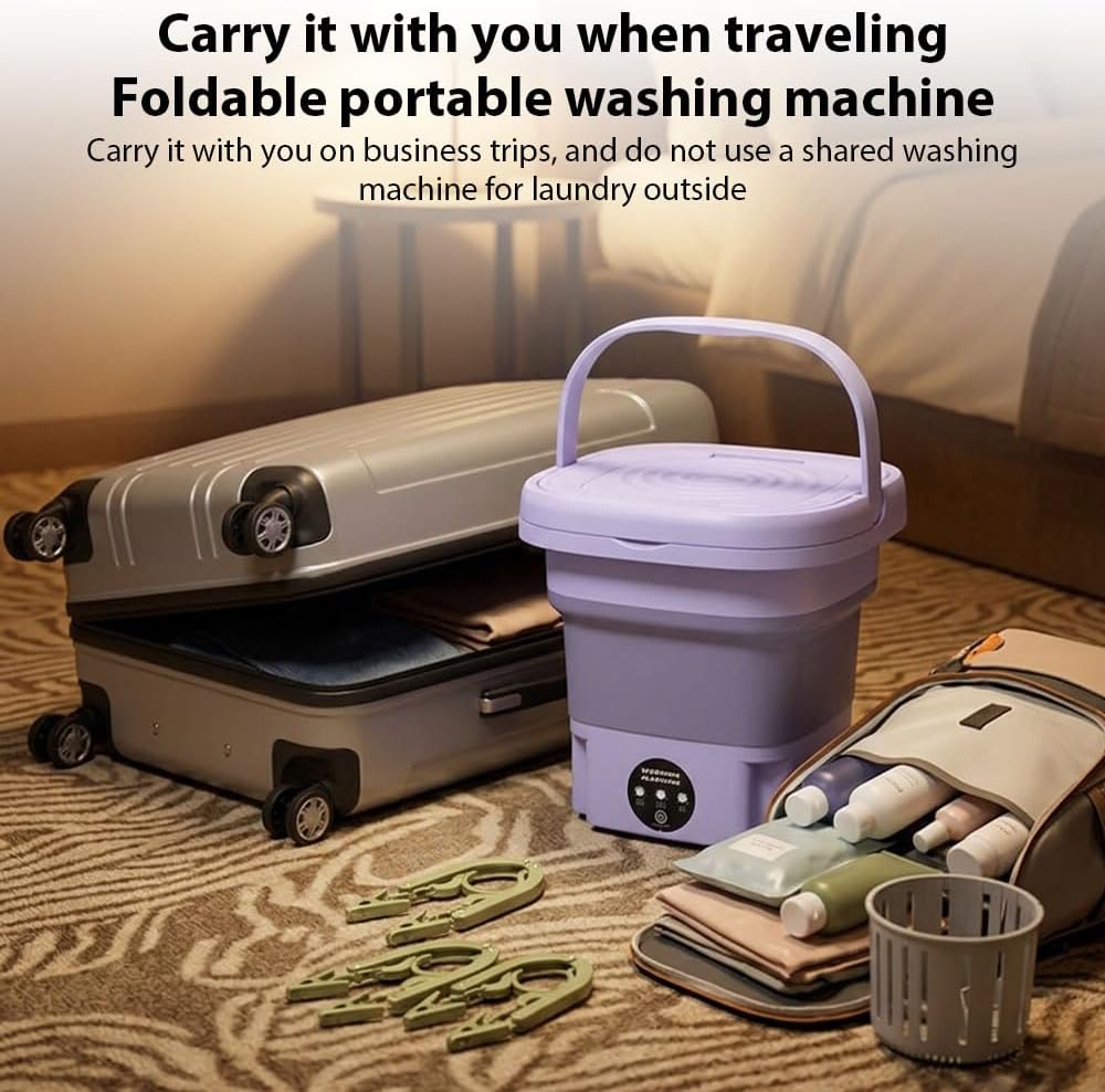 [Foldable Washing Machine] 2.38gal High Capacity Mini Washer with 3 Modes Deep Cleaning Half Automatic Washt, Foldable Washing Machine with Soft Spin Dry for Socks, Clothes, Towels, Delicate Items