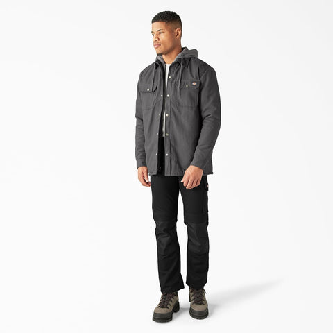 Dickies Men's Fleece Hooded Duck Shirt Jacket With Hydroshield