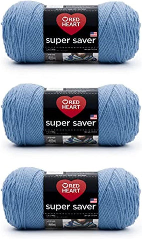Red Heart Super Saver Yarn for Crocheting, Light Periwinkle, 3-Pack