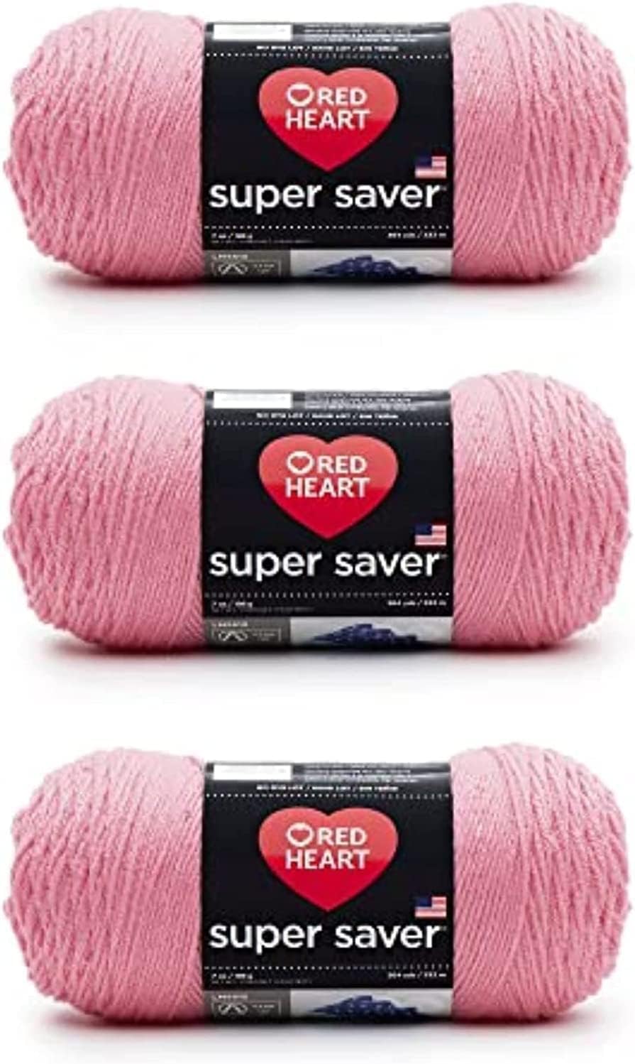 Red Heart Super Saver Yarn for Crocheting & Knitting, Perfect Pink, 3-Pack