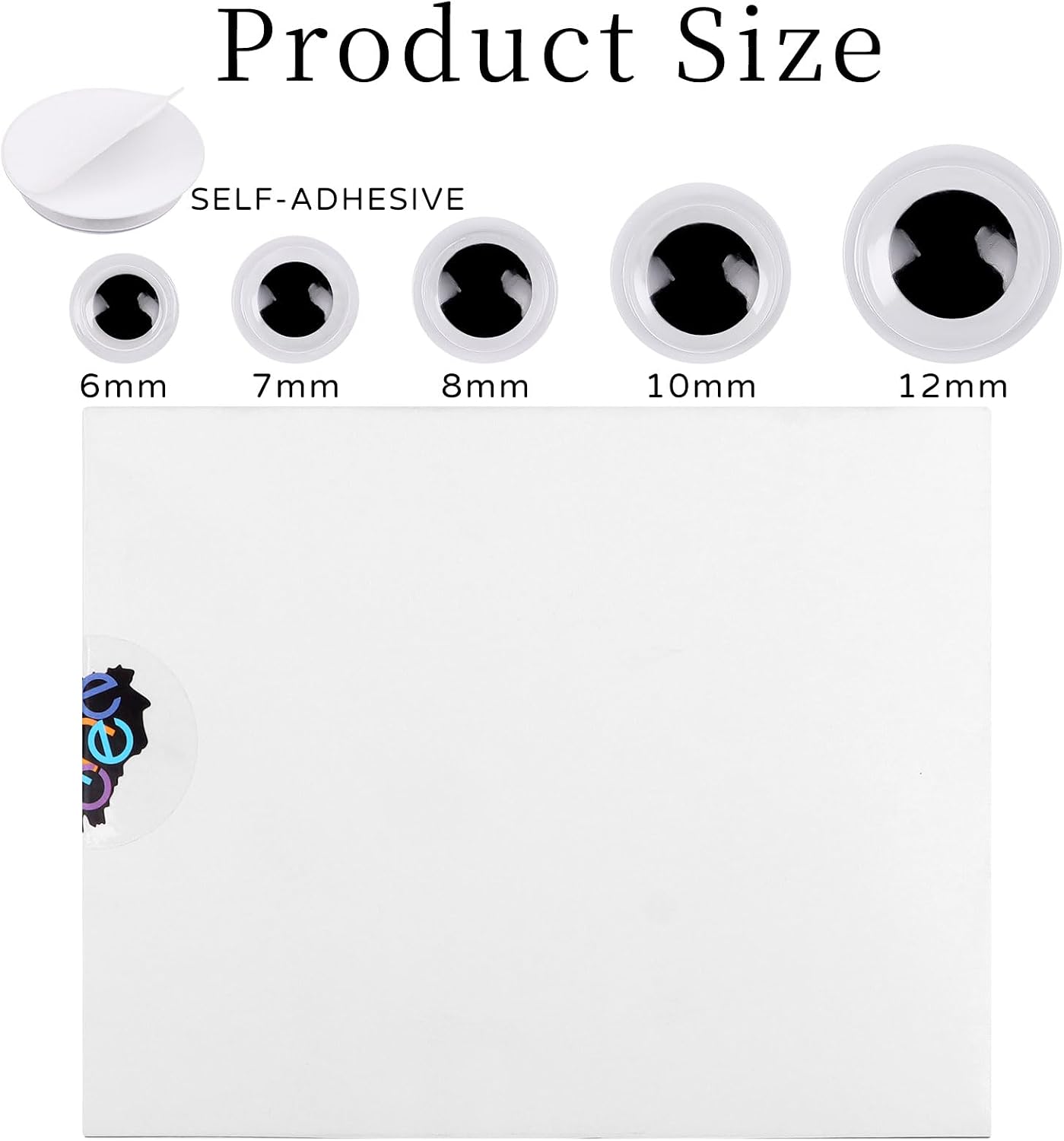 DECORA 500 Pieces 6mm -12mm Black Wiggle Googly Eyes with Self-Adhesive for Crafts Decorations