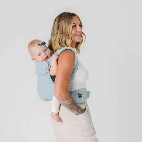 Mabē Monarch Ergonomic Baby Carrier – Premium Cotton Soft Structured Newborn to Toddler Carrier with Hip-Healthy Design, 3 Carry Positions (9-46 lbs), Lightweight & Breathable, (Dream Wash Denim)