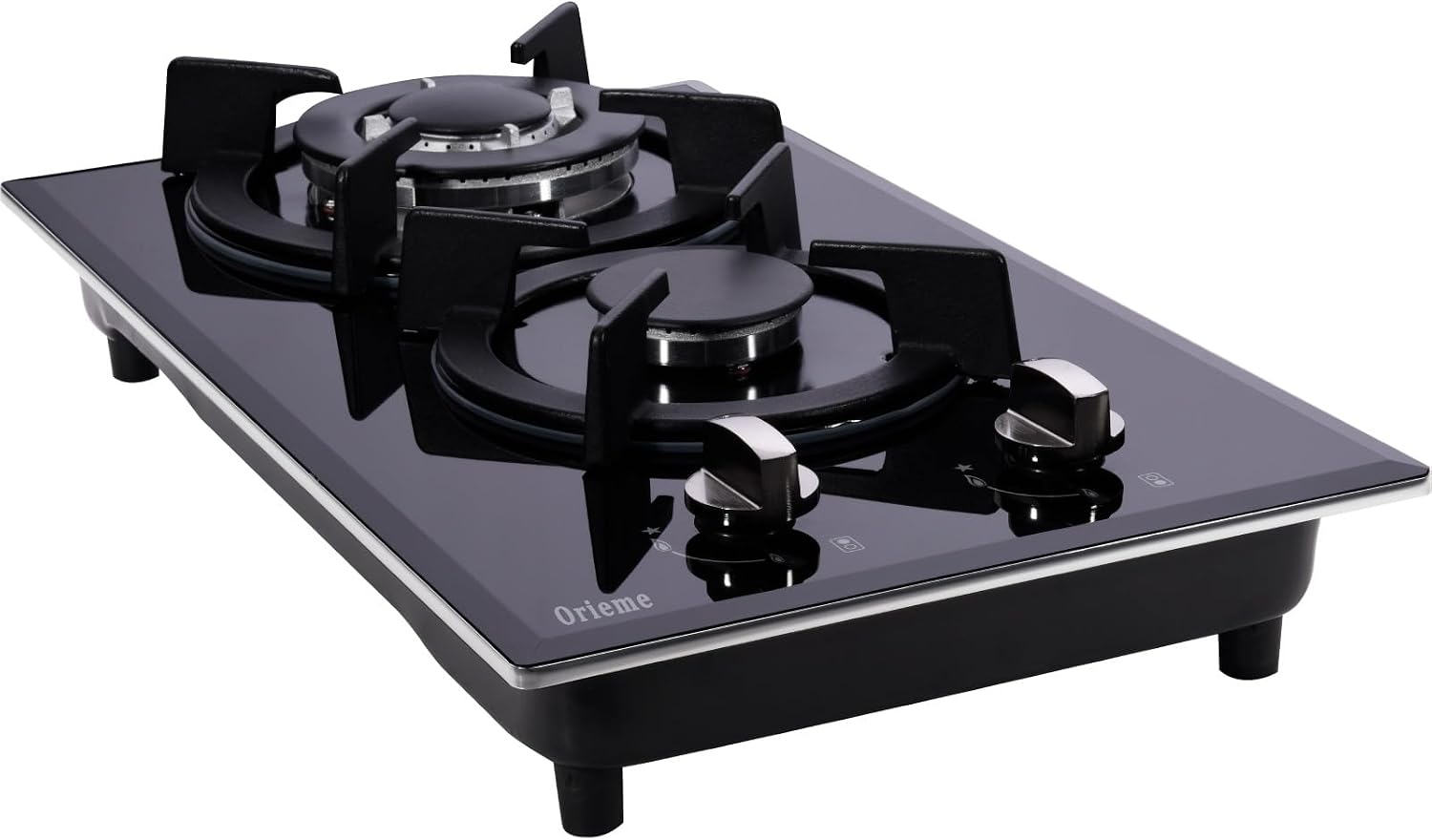 12-inch Gas Cooktop, 2 Burners Built-in Gas Stove Top, Max 12250BTU NG/LPG Convertible Tempered Glass Cooktops, RV, Apartment