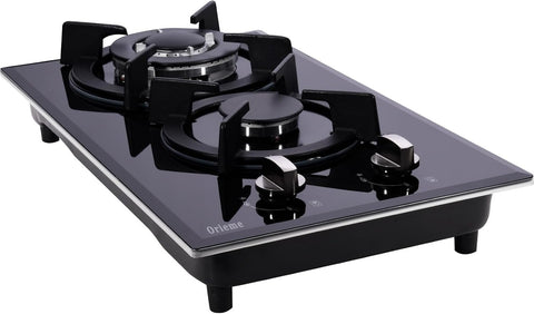 12-inch Gas Cooktop, 2 Burners Built-in Gas Stove Top, Max 12250BTU NG/LPG Convertible Tempered Glass Cooktops, RV, Apartment