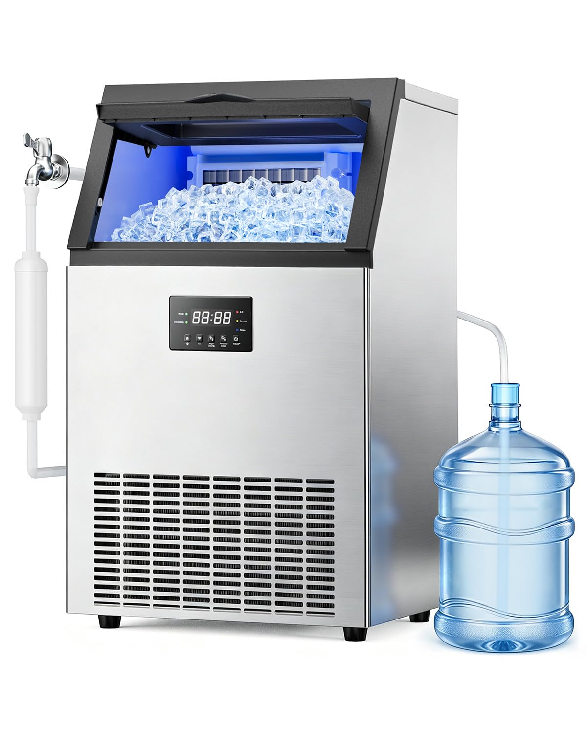 Mojgar Commercial Ice Maker Machine, 150lbs/24H with 50lbs Storage Bin