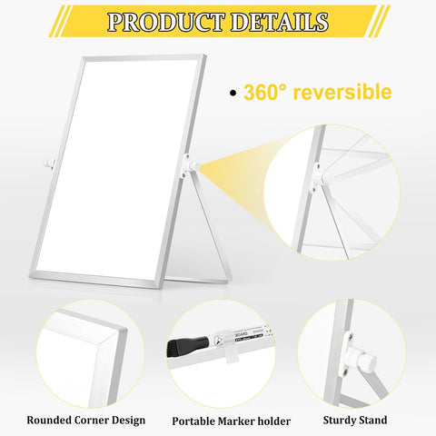 Double-Sided Magnetic White Board with Stand, 14" x 11"
