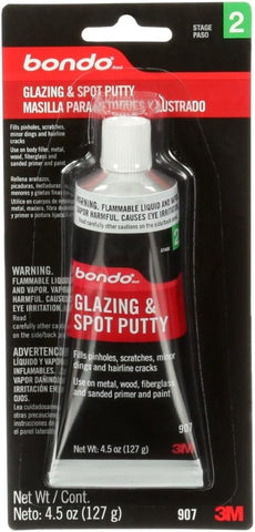 Bondo Glazing and Spot Putty, Fills Pinholes, Scratches, Minor Dings & Hairline Cracks, 4.5 oz, 1 Tube