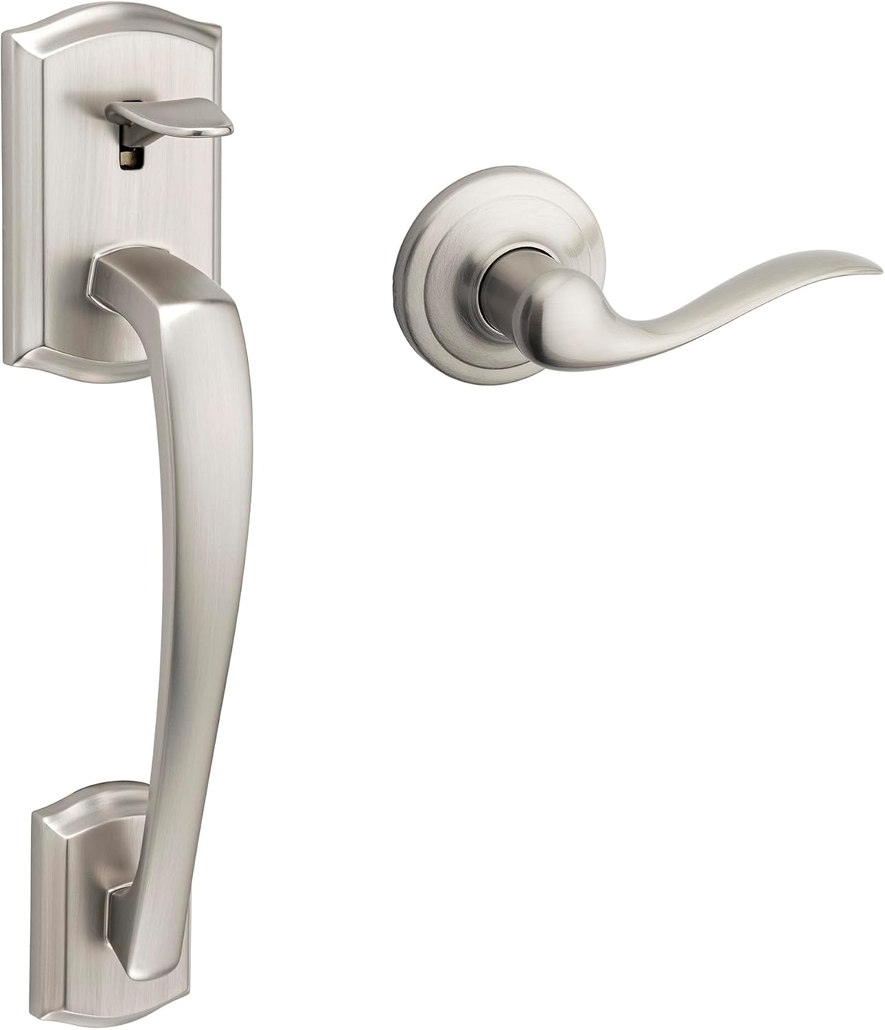 Kwikset CP815PTHXTNL-15 Clear Pack Prescott Passage Handleset with Tustin Lever Trim with No Deadbolt with RCAL Latch and RCS Strike Satin Nickel Finish