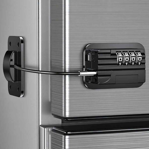 Fridge Locks with Code for Refrigerator, Cabinets, Freezer, Drawers, Wardrobes, Closets, Windows, Freezer Doors. Child Safety Lock with Combination for Kids and Aldults (Black with Password)