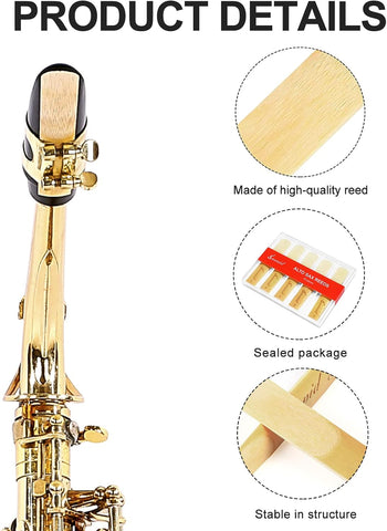 10 Pack Professional Alto Saxophone Reeds with Plastic Box, Strength 3.0 Alto Sax Reeds, Laser Engraved Marking & Thinner Reed Tip for Easy of Play, Traditional Reeds for Saxophone Alto