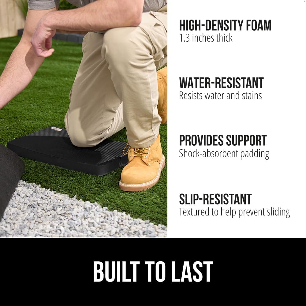 GORILLA GRIP® Extra Thick Foam Kneeling Pad for Gardening, 17.5x11 Black