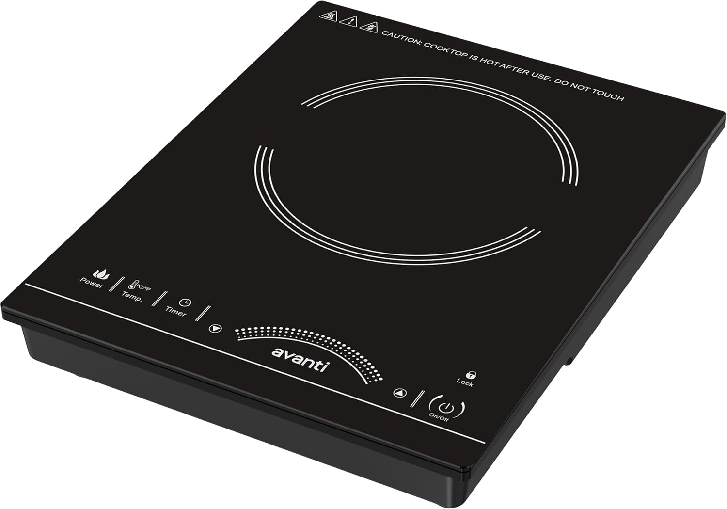 Avanti Portable Cooktop Electric Hot Plate Stove Top with Single Induction Burner, 6 Power Settings, Temperature Touch Control 140-460F Perfect for Campers & Tiny Homes, 1800-Watts, Black