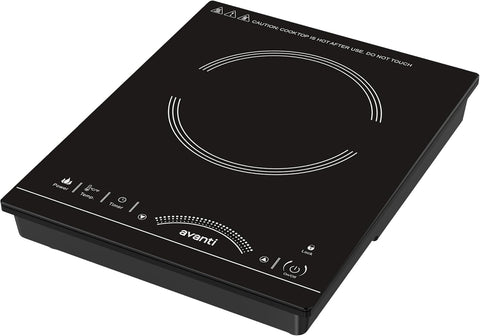 Avanti Portable Cooktop Electric Hot Plate Stove Top with Single Induction Burner, 6 Power Settings, Temperature Touch Control 140-460F Perfect for Campers & Tiny Homes, 1800-Watts, Black