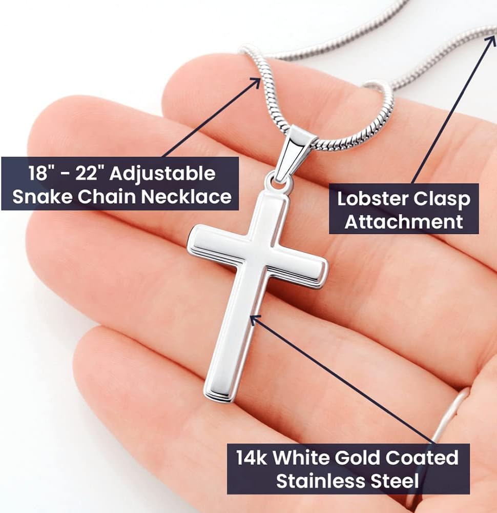 FG Mall To My Son From Mom and Dad, Mother and Son Necklace, Birthday Gift For Graduation, Christmas Faith Cross Necklace Present