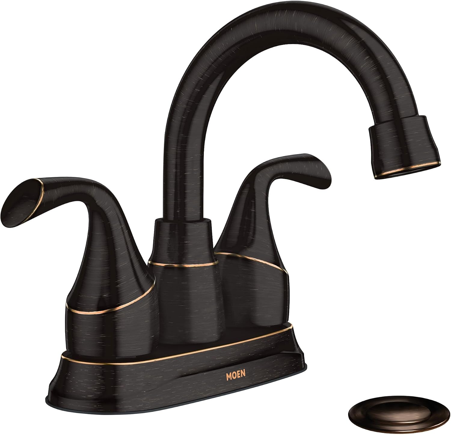 Moen Idora Mediterranean Bronze Two-Handle Centerset Bathroom Sink Faucet with Drain Assembly, 84115BRB