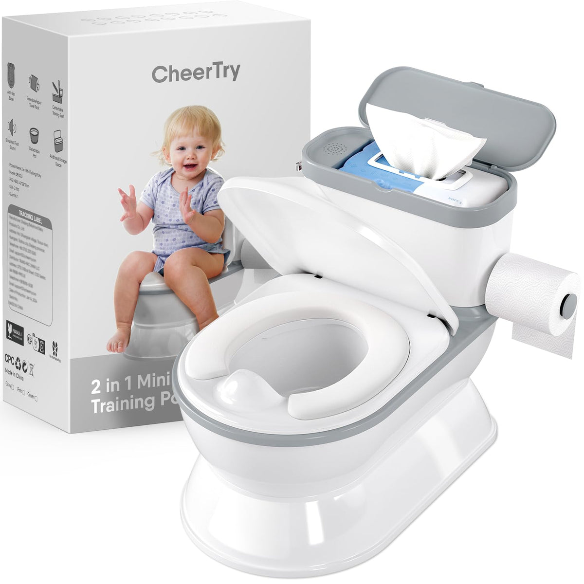 CheerTry Toddler Potty Training Toilet, Larger Potty Chair, Detachable Seat