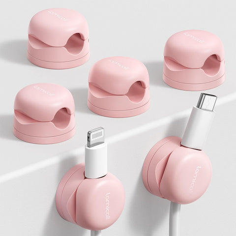 Lamicall 6 Pack Pink Rotatable Spring Cord Organizer Cable Clips