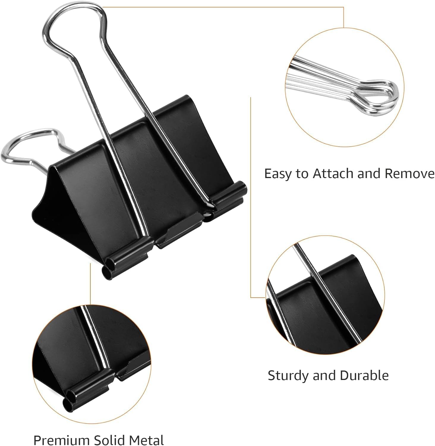 Amazon Basics Sturdy Binder Clips, Office Supplies, Medium 1.25 inches, Document Organizing, Sturdy Steel, Black, 24 Count (2 Pack of 12)