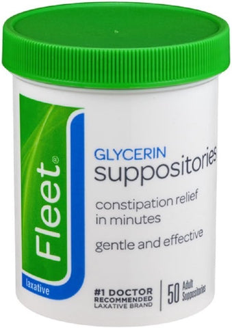 Fleet Laxative Glycerin Suppositories for Adult Constipation, 50 Count, 12 Pack