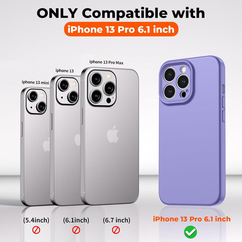 SUPFINE Designed for iPhone 13 Pro Case,Premium Liquid Silicone with [Soft Anti-Scratch Microfiber Lining][Upgraded Camera Protection] Slim Shockproof Phone Case for Men Women Girls,Light Purple