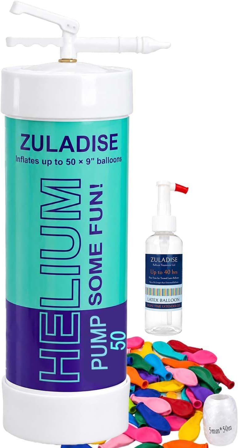 Helium Tank for Balloons at Home, Fills Up to 50 × 9'' Latex Balloons