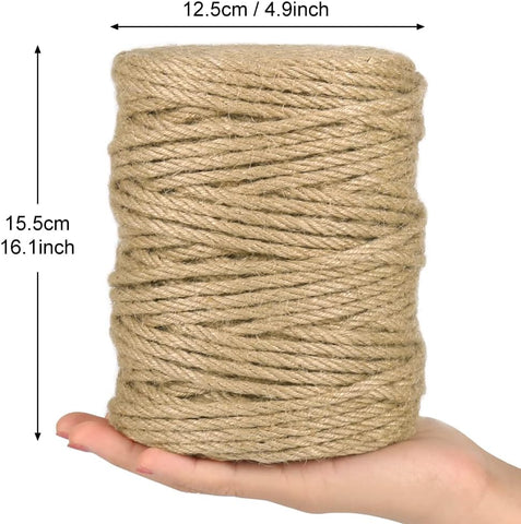 Tenn Well 5mm Jute Rope, 295 Feet 4Ply Twisted Thick Twine Rope