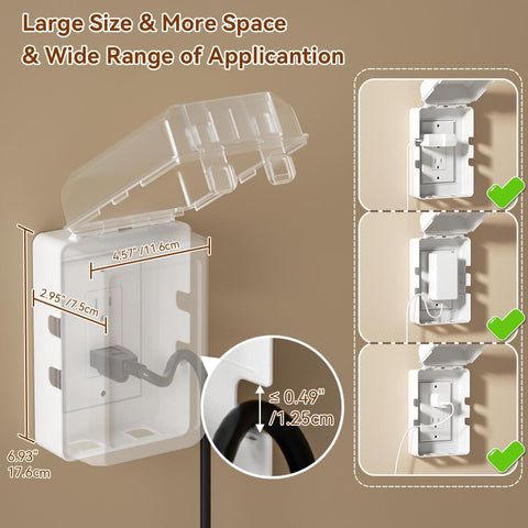 EUDEMON 1 Pack Updated Baby Safety Electrical Outlet Cover Box Childproof Plug Cover - More Space for Large Plugs Easy to Install & Use (Transparent)