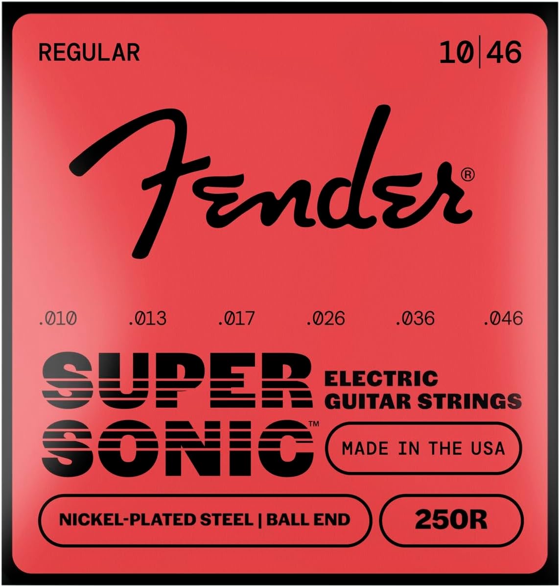 Fender Super 250 Electric Guitar Strings, Nickel Plated Steel, Ball End, 250R .010-.046