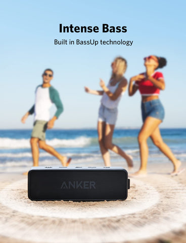 Anker Soundcore 2 Portable Bluetooth Speaker with IPX7 Waterproof, 24-Hour Playtime, Wireless Stereo Pairing, 12W Stereo Sound, Bluetooth 5, Bassup, Speaker for Home, Shower, Outdoors, Travel