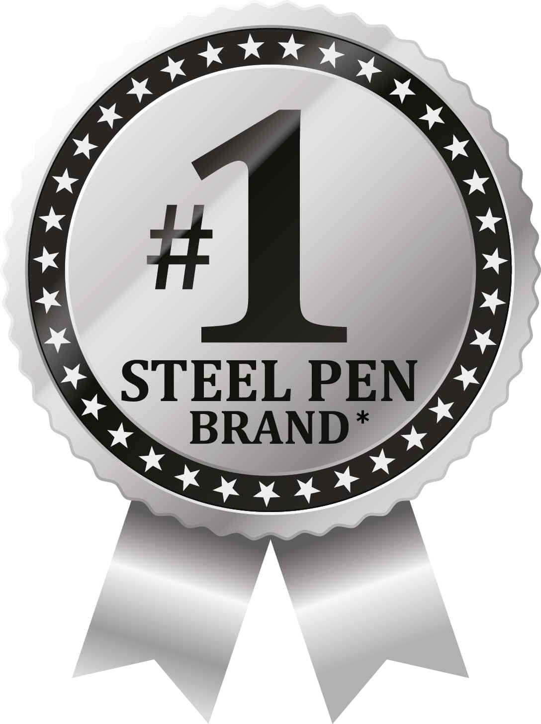 Zebra Pen STEEL F-701 Retractable Ballpoint Pen, Black Ink, 0.8mm, 4-Pack | Built for Tactical / EDC Use, Stainless Steel, Knurled Grip, Heavy-Duty Construction, Fine Point Tip, Plus Refills (50113)