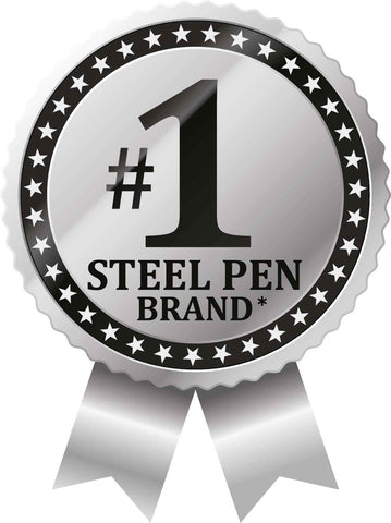 Zebra Pen STEEL F-701 Retractable Ballpoint Pen, Black Ink, 0.8mm, 4-Pack | Built for Tactical / EDC Use, Stainless Steel, Knurled Grip, Heavy-Duty Construction, Fine Point Tip, Plus Refills (50113)