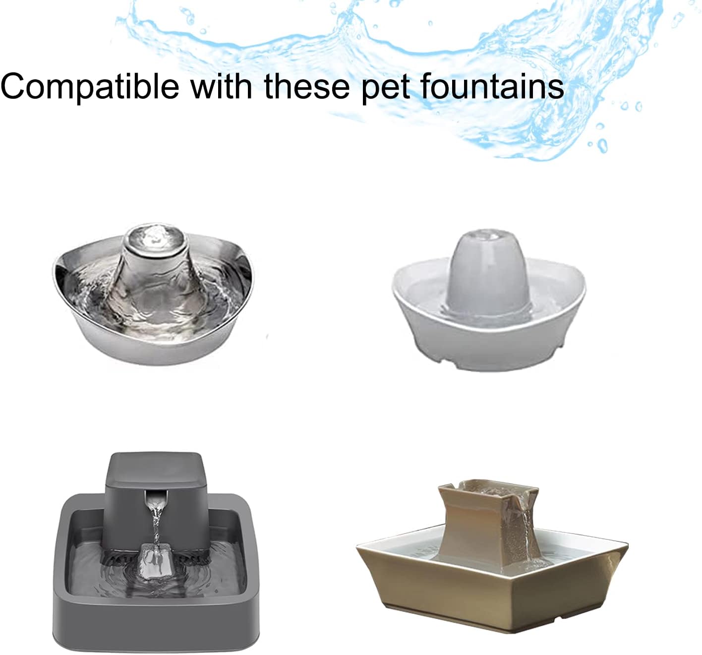 16 Pack Pet Fountain Replacement Filters, 8 Carbon and 8 Foam Pre-Filters