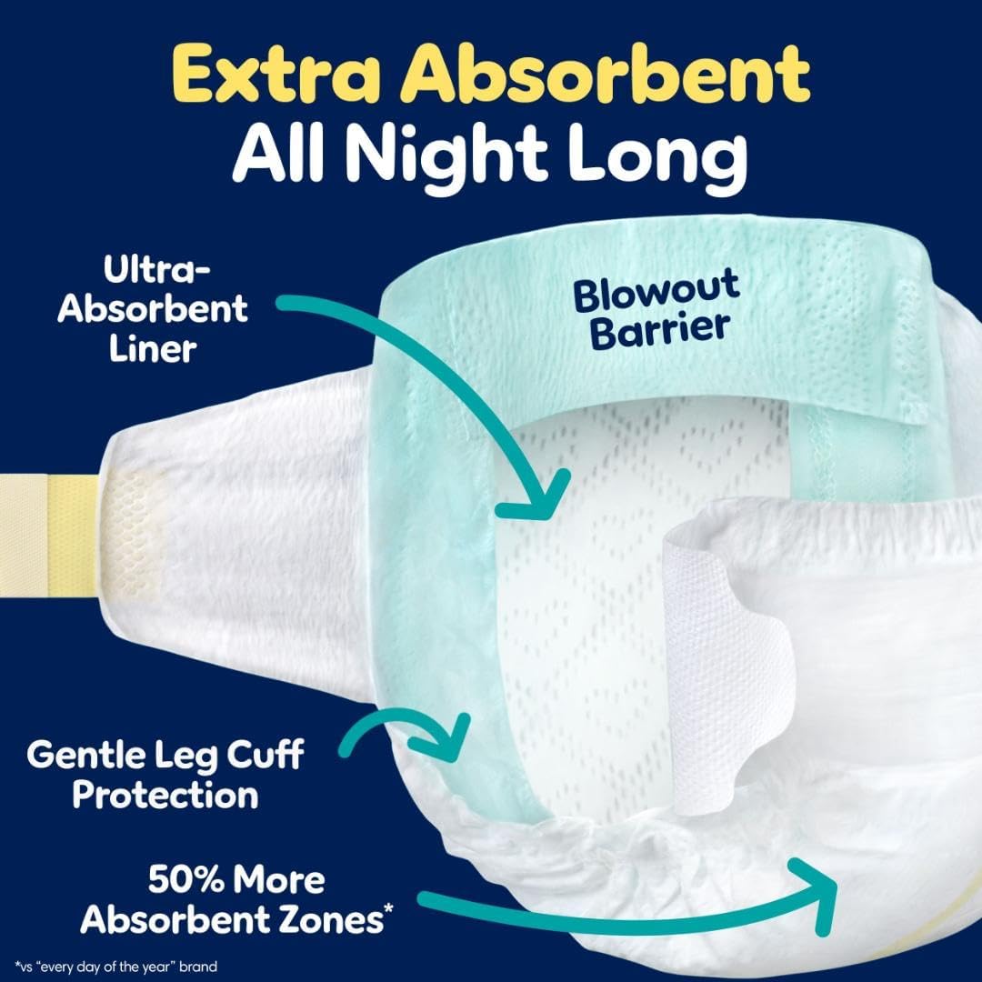Pampers ZZZ Overnight Diapers, Size 3 (16-28 lbs), 66 Count, Nighttime Protection Disposable Baby Diaper, Night Time Leak and Skin Protection