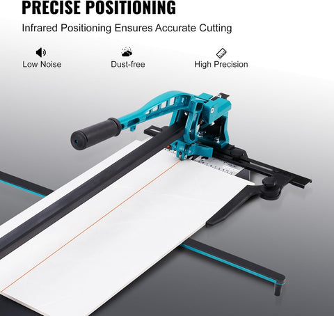 VEVOR Manual Tile Cutter, 32 inch, Porcelain Ceramic Tile Cutter with Tungsten Carbide Cutting Wheel, Infrared Positioning, Anti-Skid Feet, Durable Rails for professional installers or beginners